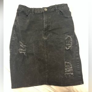 Black denim skirt